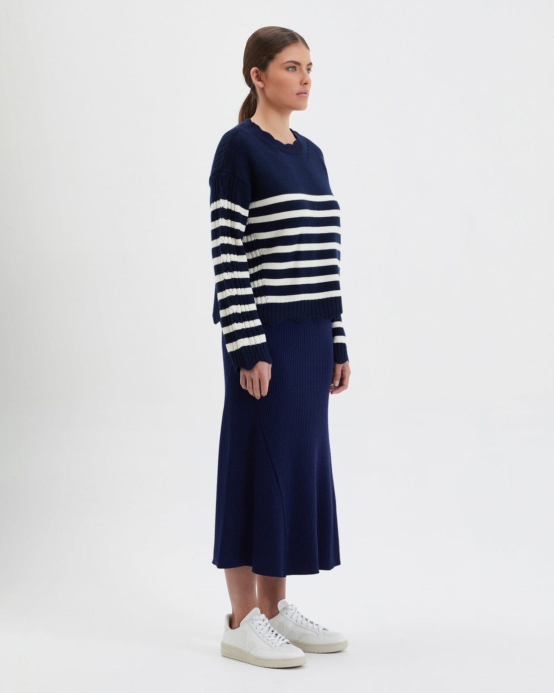 Striped Scallop Sweater Knitwear Iris and Wool 
