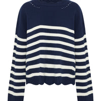 Striped Scallop Sweater Knitwear Iris and Wool 