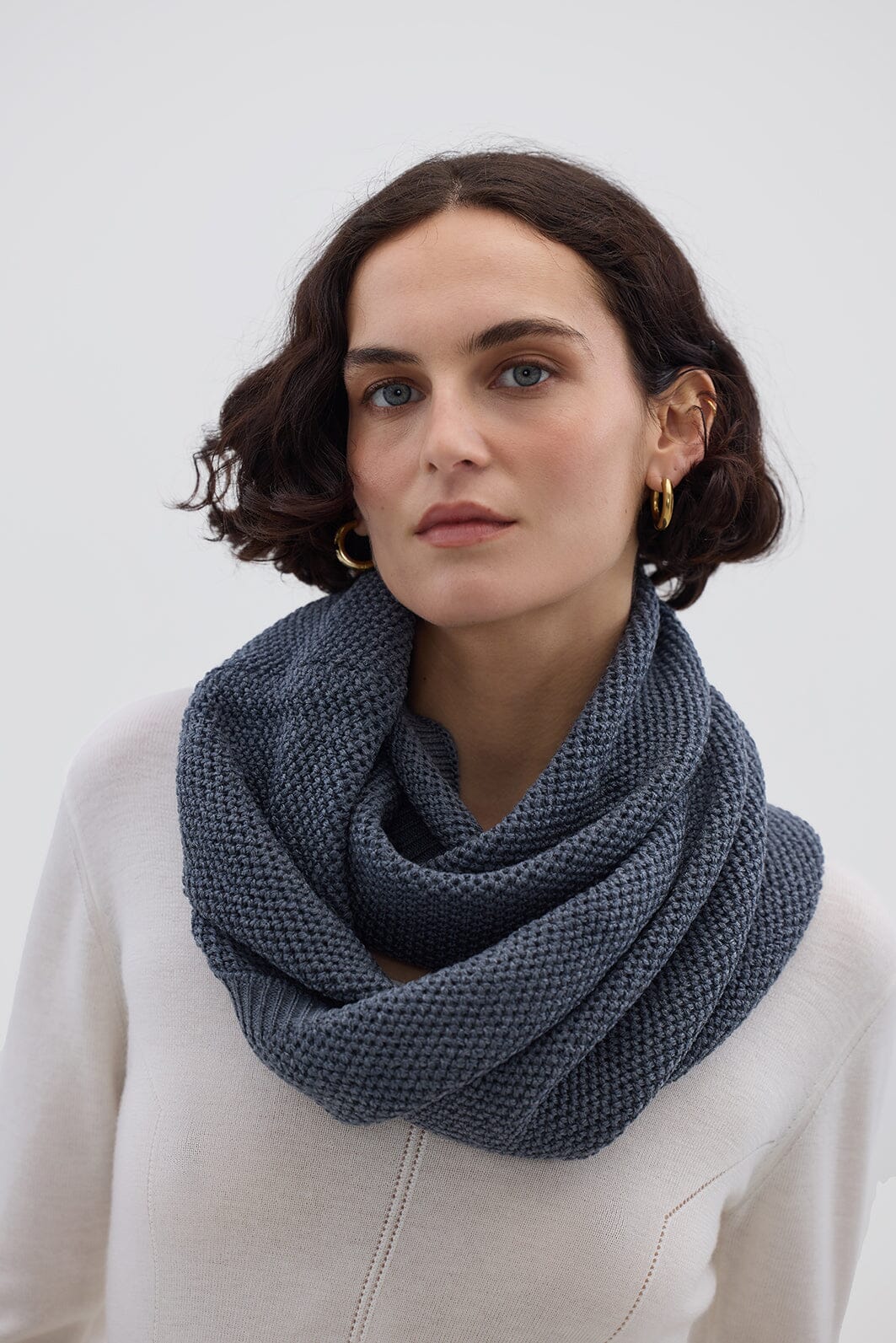 Texture Stitch Snood Scarves Iris and Wool 