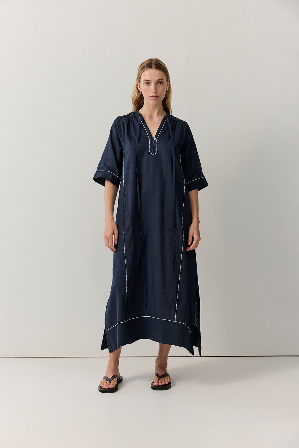 Tie Neck Kaftan Dresses Iris and Wool 