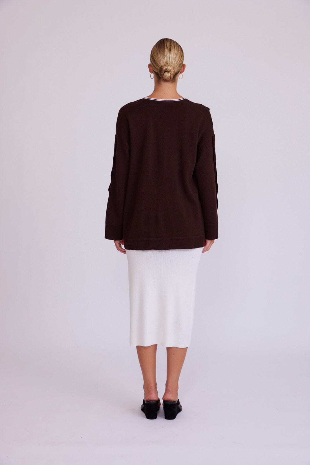 Tie Neck Scallop Trim Tunic Iris and Wool 