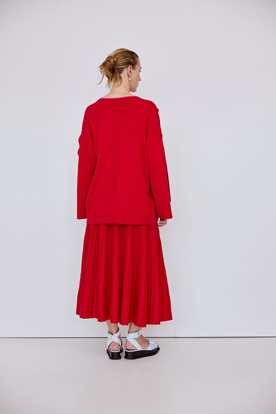 Tie Neck Scallop Trim Tunic Iris and Wool 