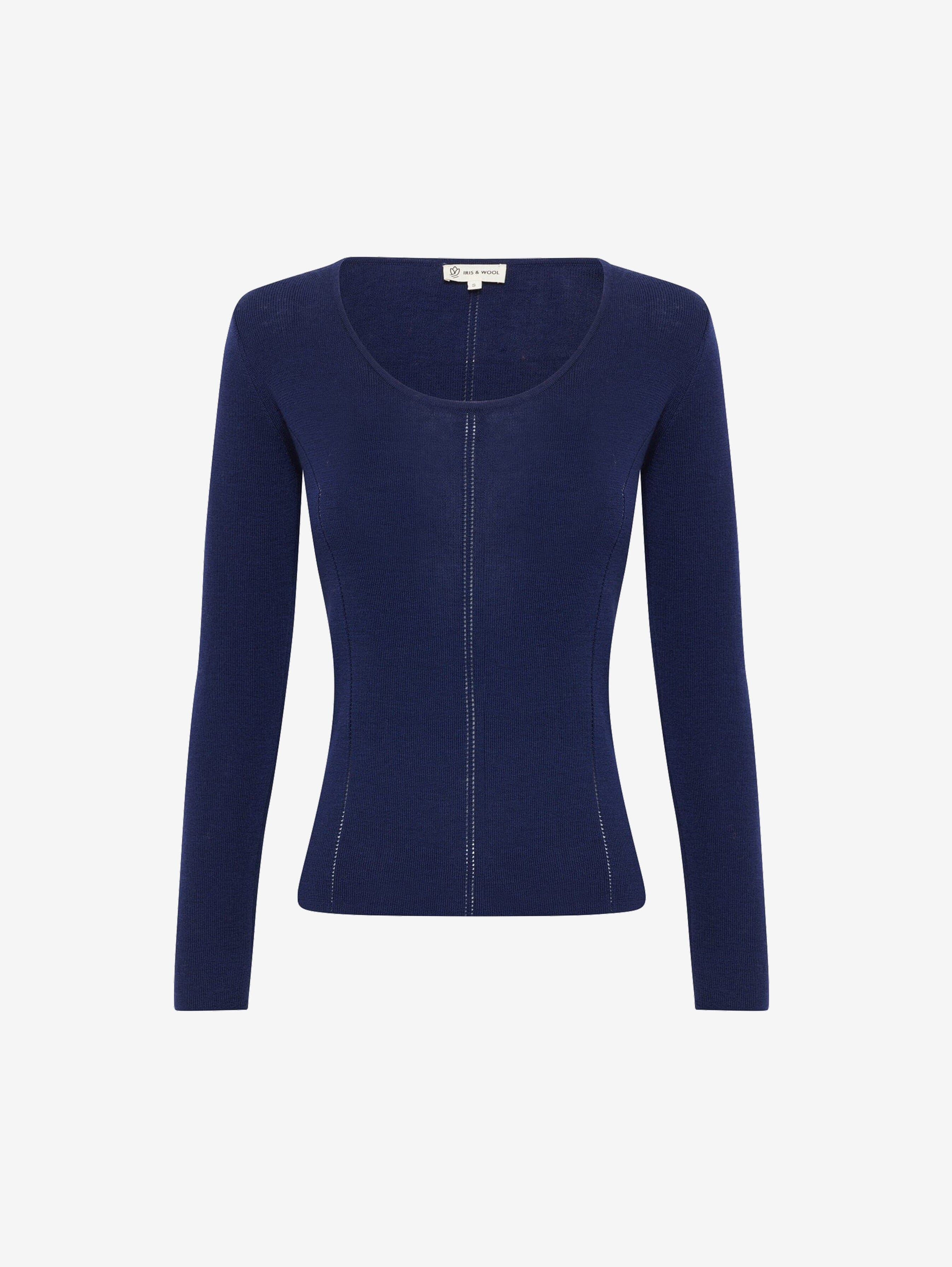 Navy Merino Wool Skivvy Top | Essential Knitwear Layer